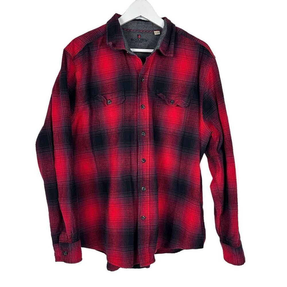 Woolrich Mens Red Plaid Long Sleeve Cotton Shirt Size XXL Button Down
